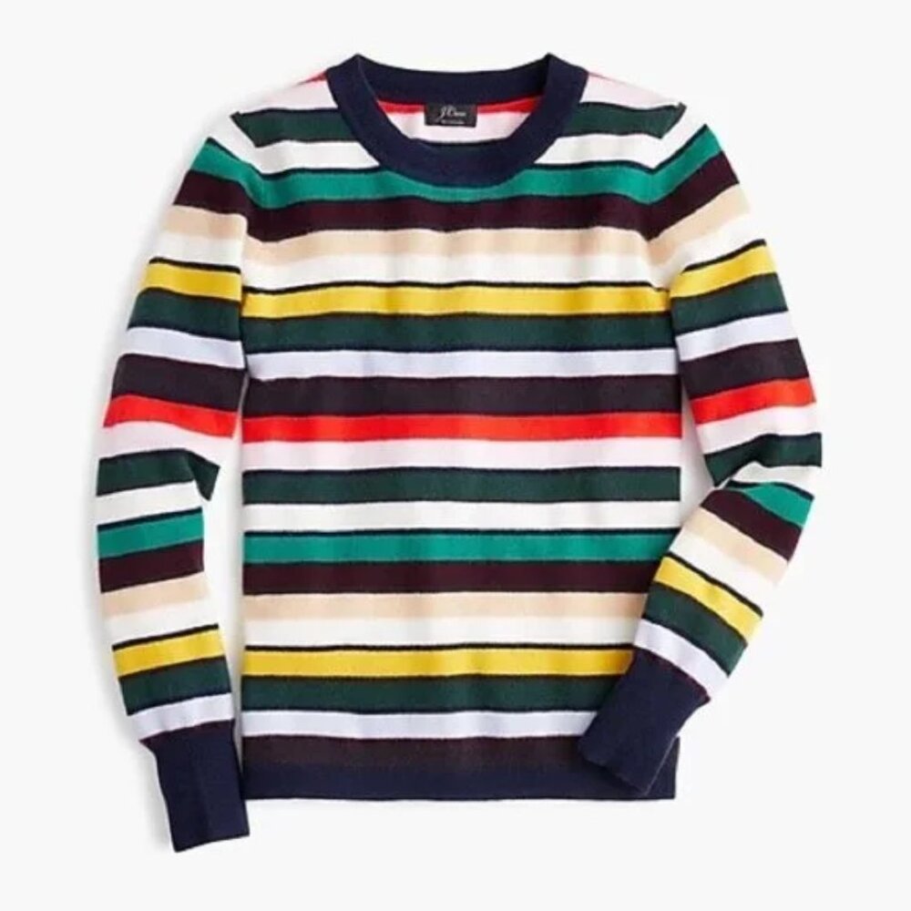 J.Crew Striped Cashmere Crewneck Sweater Size M NWT
